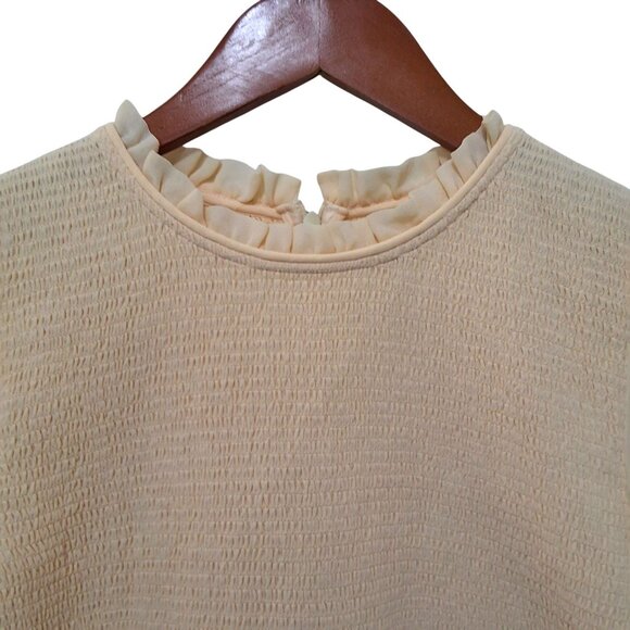 Aritzia/Wilfred Women's M Tempest Top Whipped Butter Puff Sleeves Smocked Body - Picture 4 of 10